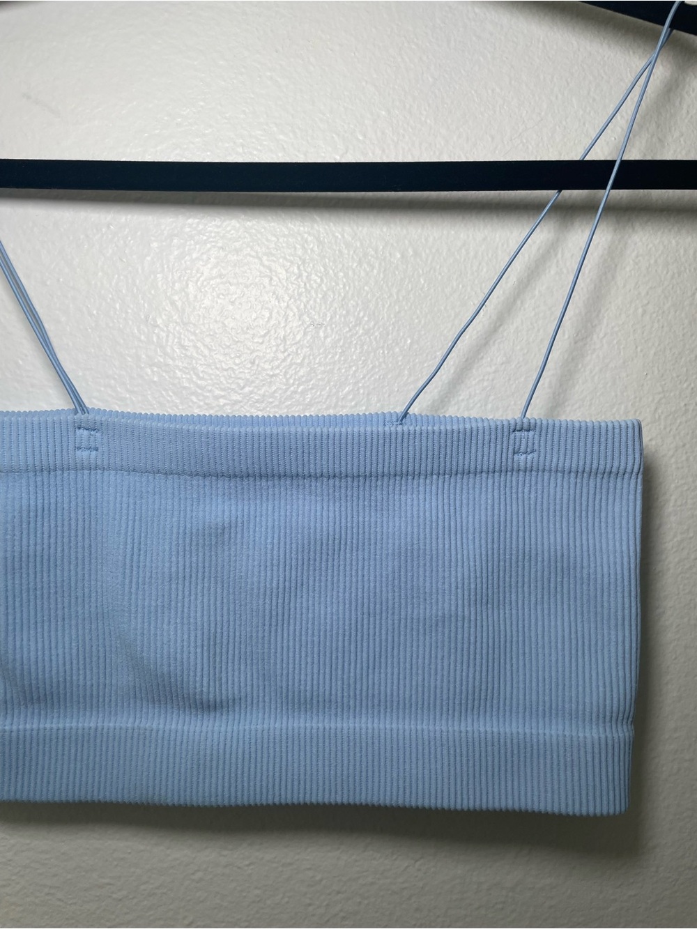 NWOT Spiritual Gangster Ribbed Seamless Bandeau Bralette Light Blue XS/S - Picture 3 of 5